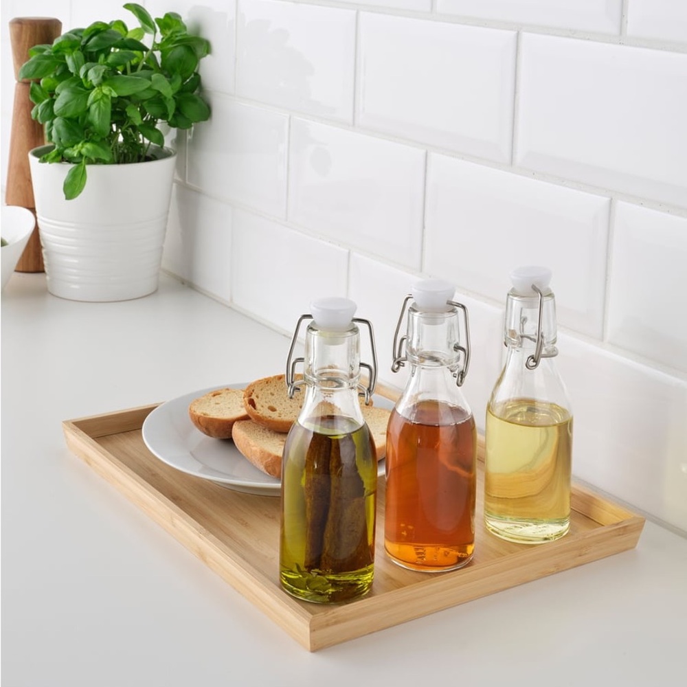 3-PACK Glass Swing Top Bottles Set of 3 Bottle Stopper Clear Glass 5 oz IKEA